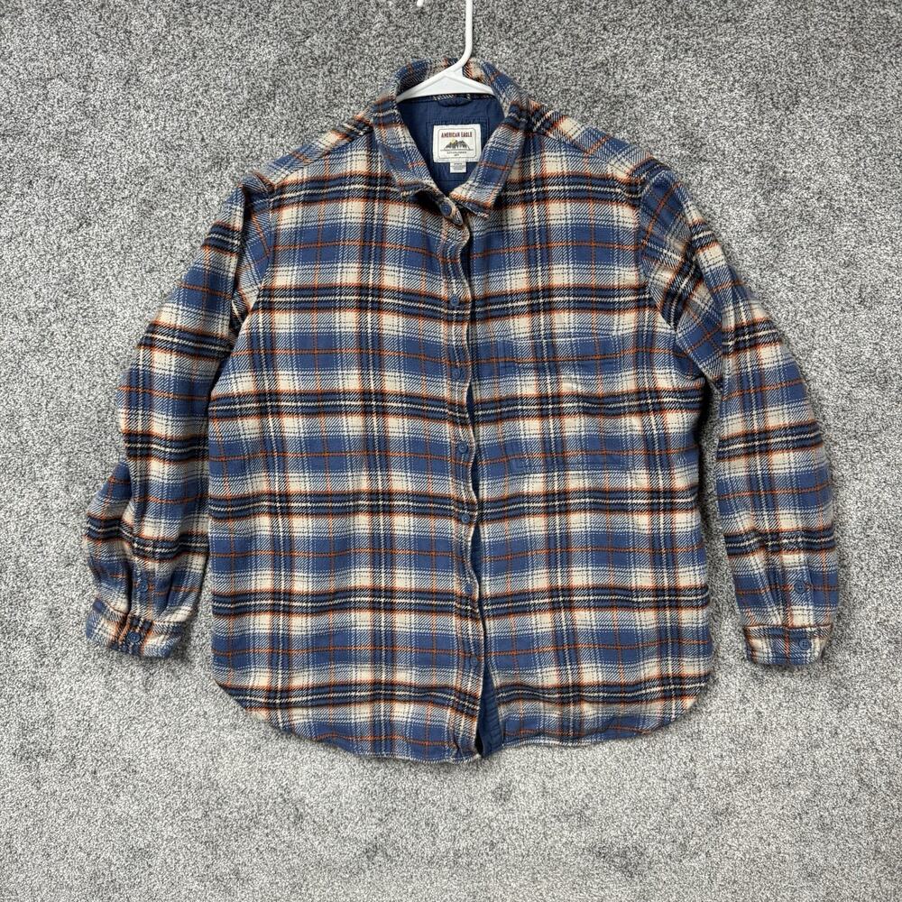 American Eagle Flannel Shirt M Plaid Cabincore Lodge Lumberjack Retro 90s Grunge